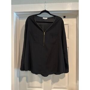 Calvin Klein Black Blouse Gold Accents Women's Size XL
